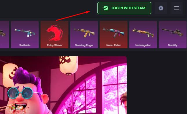 Log in with Steam